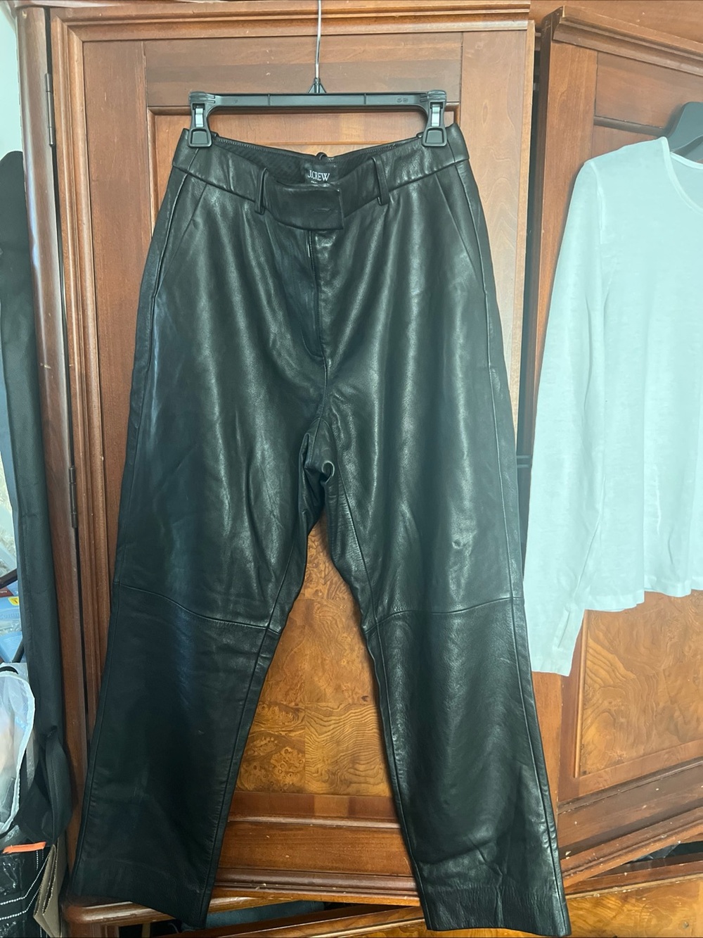 J. Crew collection Black Leather  Straight-Leg leather Pants